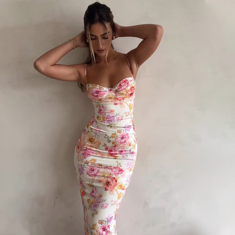 Chic and stylish floral maxi bodycon dress for women