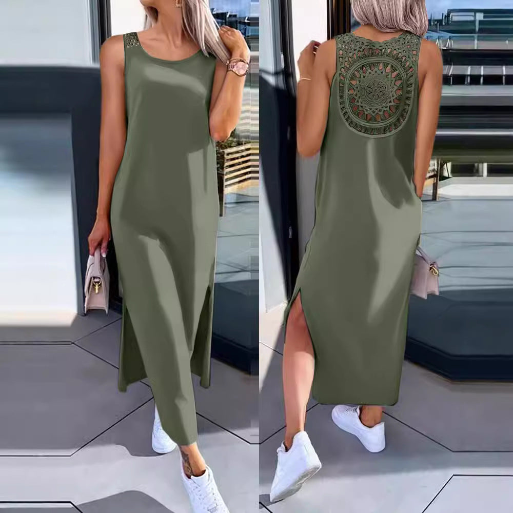 Lune London Boho Back Crochet Maxi Dress for Women