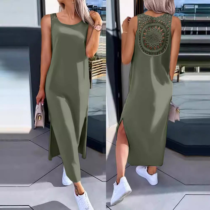 Lune London Boho Back Crochet Maxi Dress for Women