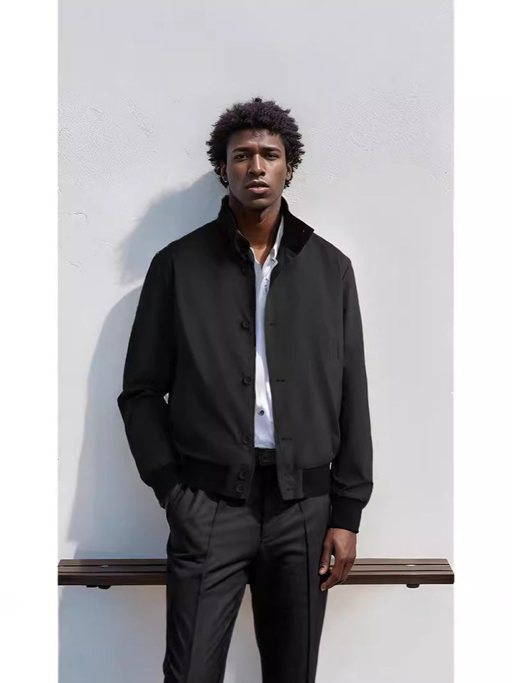 Trendy transitional jacket for men with multifunctional pockets and a high collar Lune London