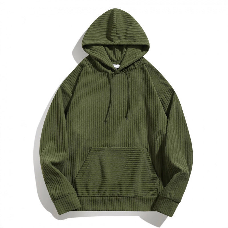 Men's casual hoodie with a textured striped pattern and practical pockets Lune London