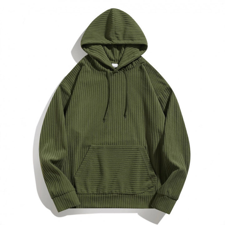 Men's casual hoodie with a textured striped pattern and practical pockets Lune London