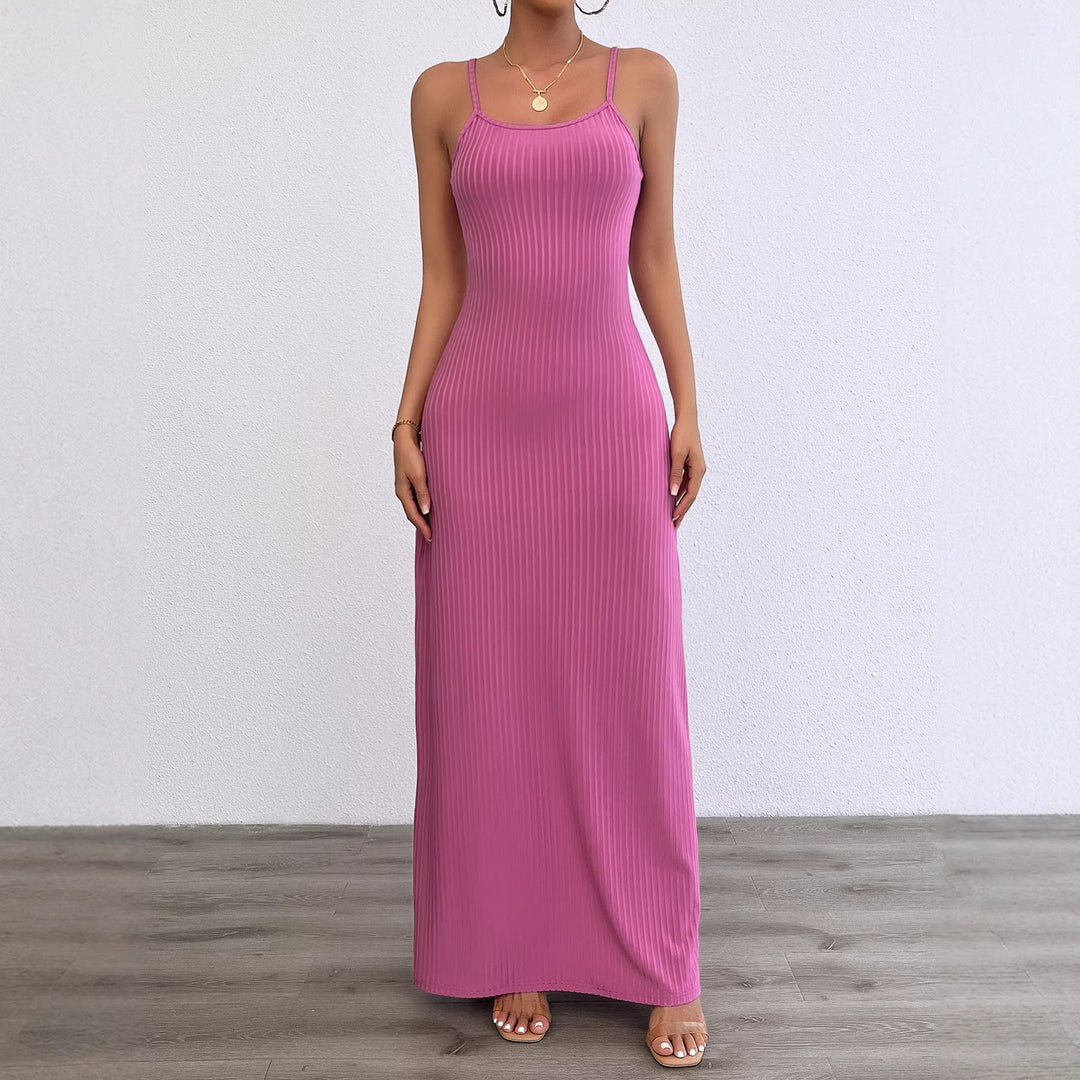 Fitted maxi dress for women with fine ribbed structure Chic & Stil