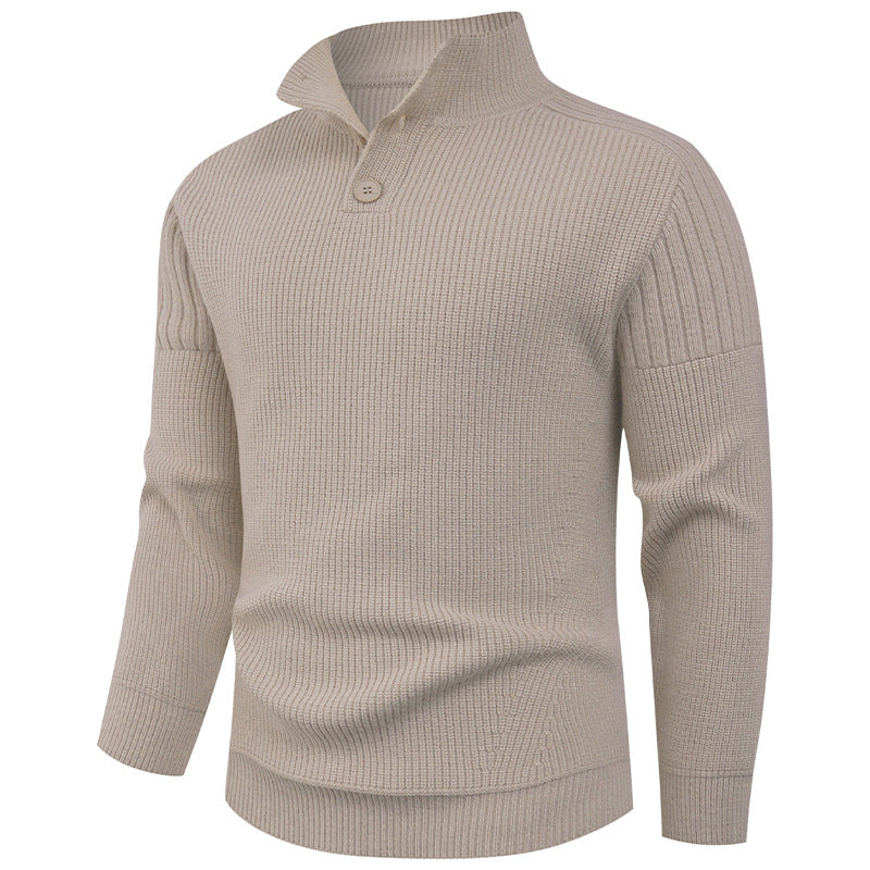Knit sweater for men with high collar and button details Lune London