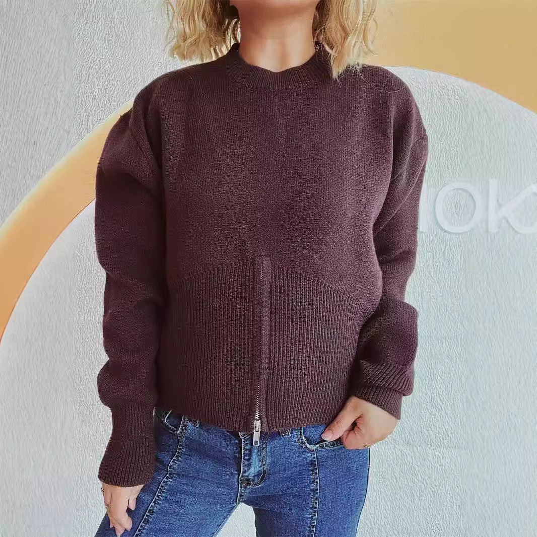 Pull femme mode avec fermeture éclair texturée et coupe décontractée Chic & Stil