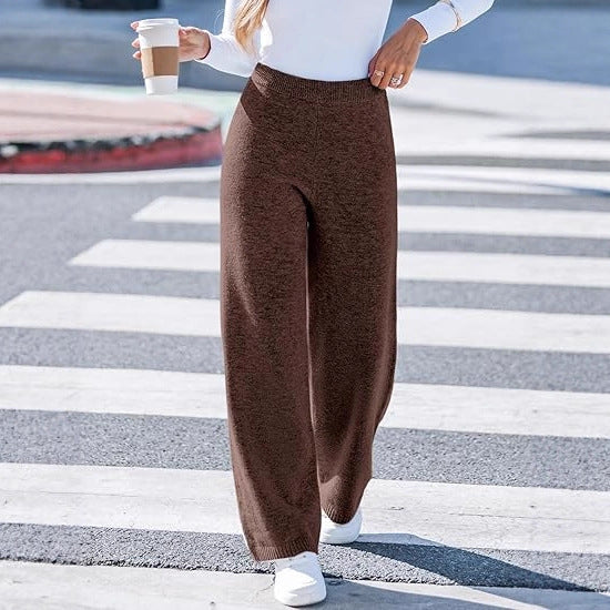 Pantalon large en tricot pour femmes avec taille élastique Chic & Stil