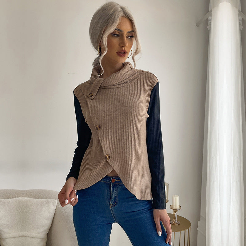 Knotted top for ladies in textured fabric and modern collar Lune London