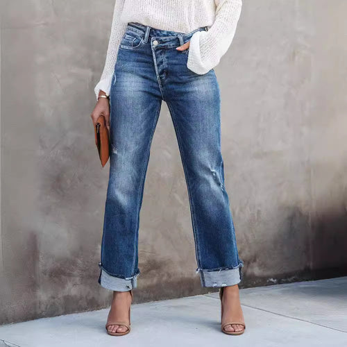 Casual flared jeans for women with trendy fringes and high waist Lune London