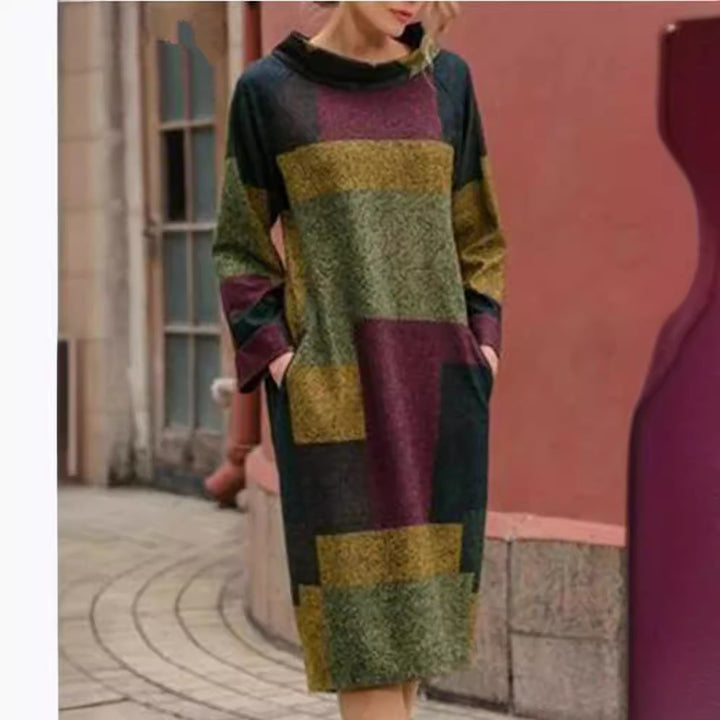 Lune London oversized dress for women with geometric patchwork design