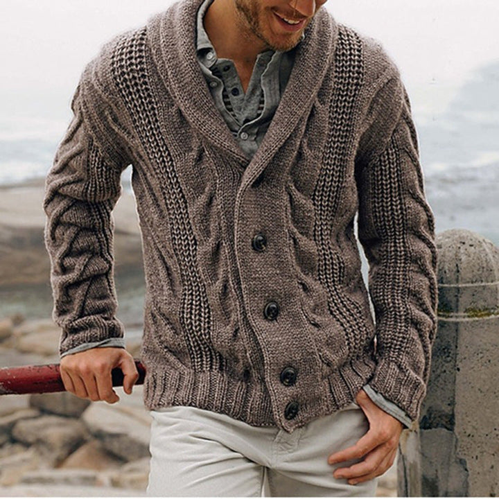Lune London | Men's Cardigan with Coarse Pattern and Elegant Lapel