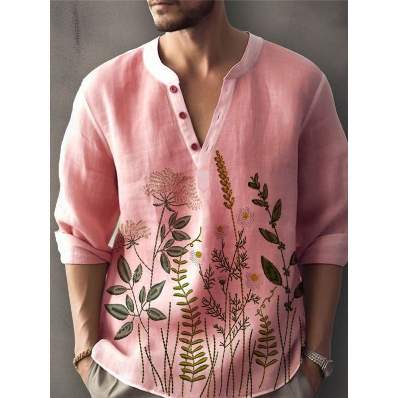 Elegant shirt for men embroidered with flowers Lune London