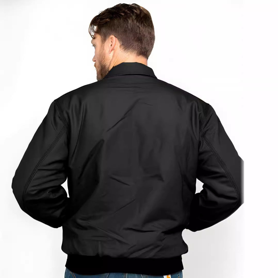 Insulated transitional jacket for men with high collar and practical pockets Lune London