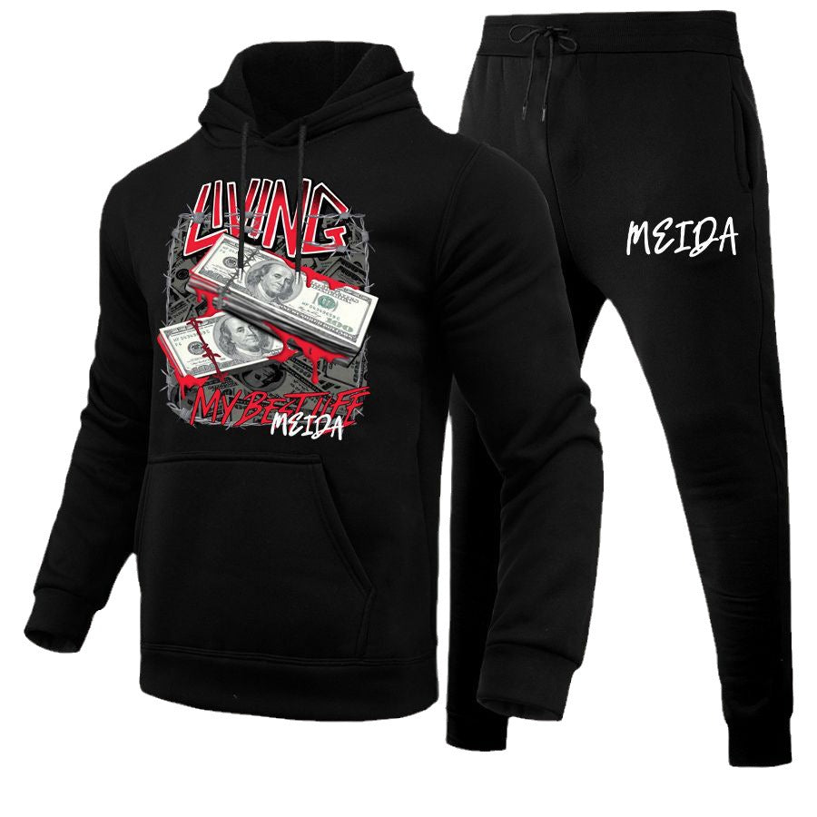 Women's sporty sweatshirt and jogger pants set with creative print Lune London