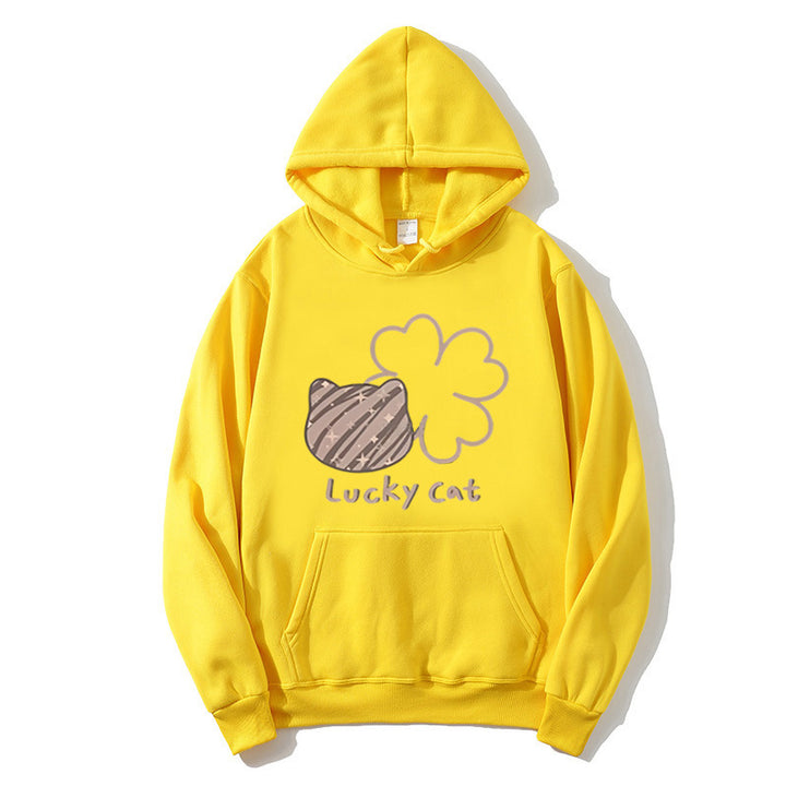 Women's hoodie with creative cat design and lucky motif Chic & Style
