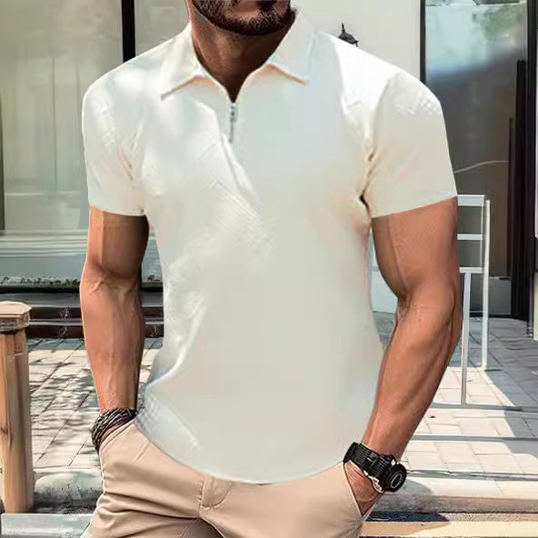 Modern men's polo shirt with trendy zip closure Lune London