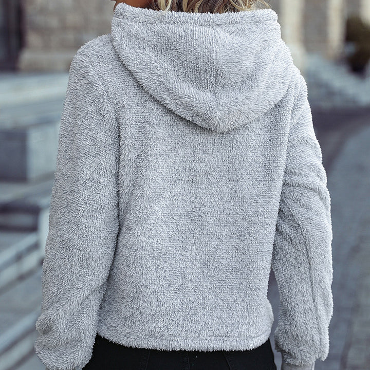 Women's Cozy Hooded Sweatshirt in Teddy Style Fleece Lune London