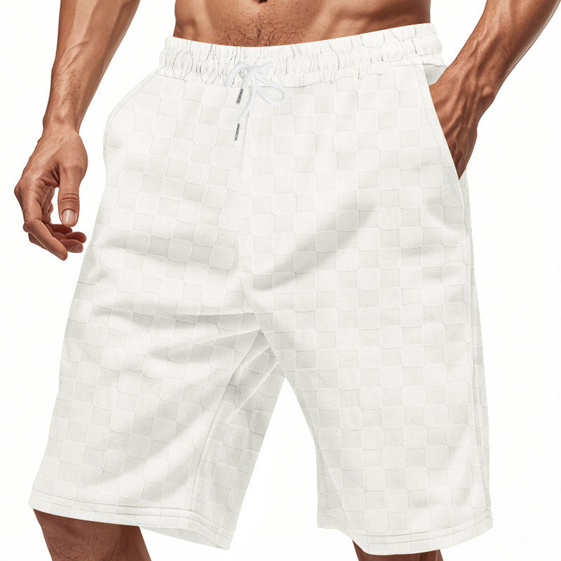 Casual beach shorts for men with elastic waistband and modern checked pattern Lune London