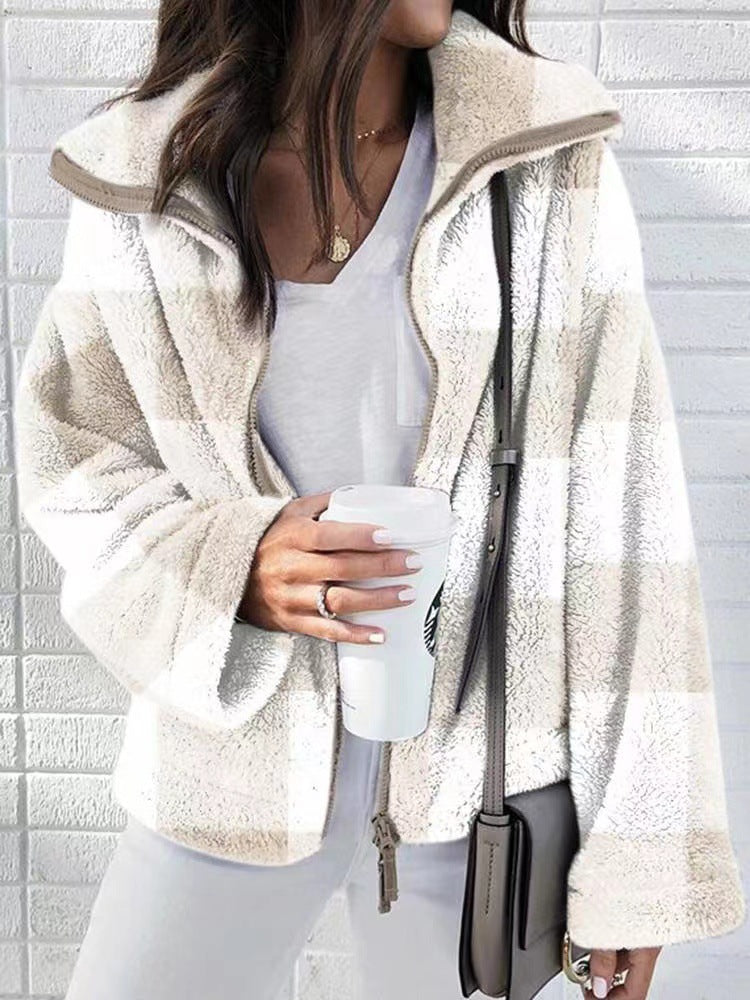 Teddy-fleece jacket for women with high collar Lune London