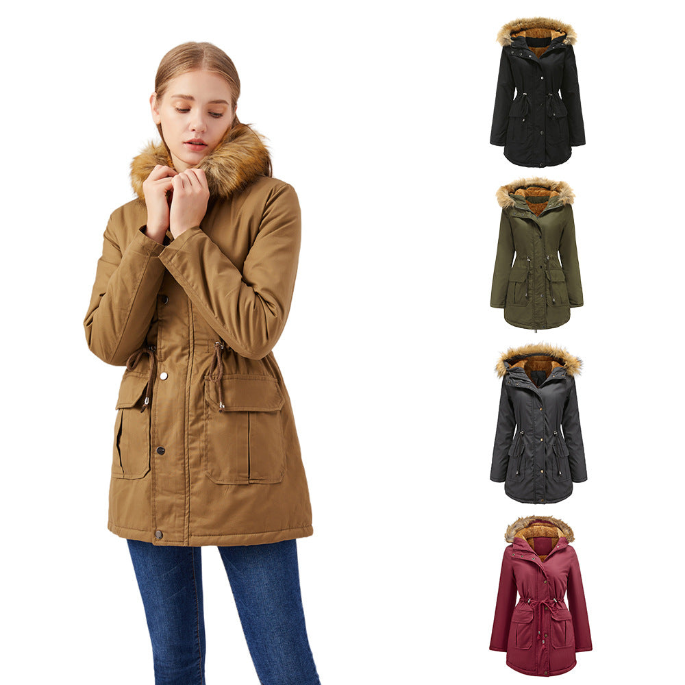 Ladies warm outdoor parka with removable hood and luxurious faux fur Lune London