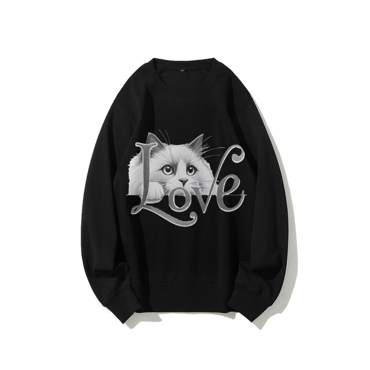 Sweat-shirt pour femmes avec un design de chat ludique et une coupe décontractée Chic & Stil