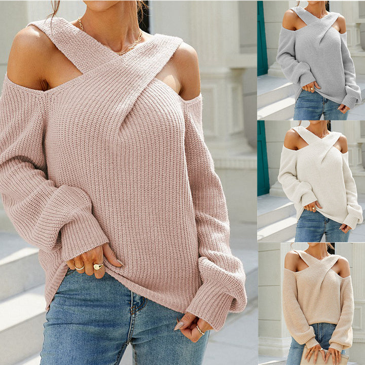 Ladies Off-Shoulder Knit Sweater Lune London
