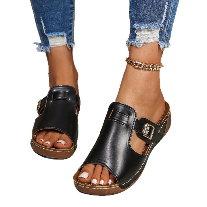 Ladies Open Adjustable Slip-On Sandals Lune London