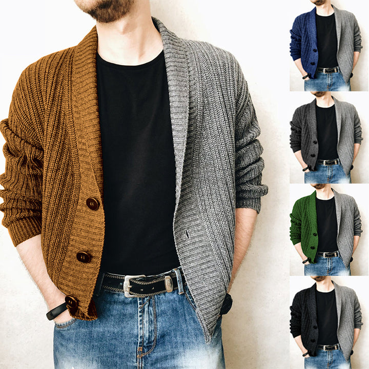 Men's knitted jacket with textured surface and modern buttons Lune London