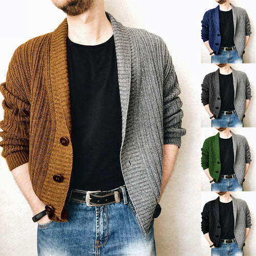 Men's knitted jacket with textured surface and modern buttons Lune London