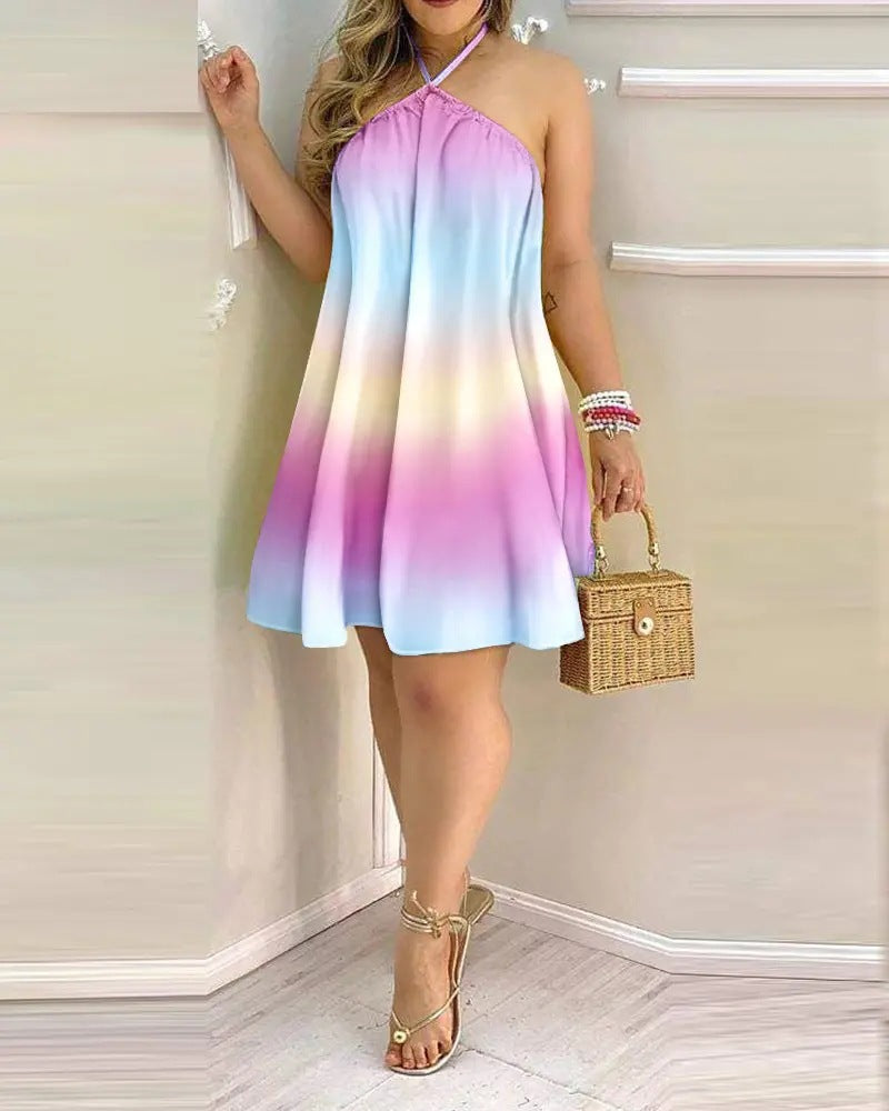 Women Halter Neck Floral A-Line Dress Lune London
