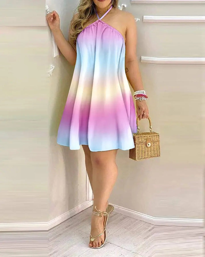 Women Halter Neck Floral A-Line Dress Lune London