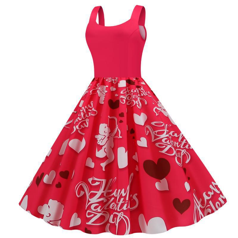 Robe Swing pour femmes avec des designs de cœur romantiques Chic & Stil