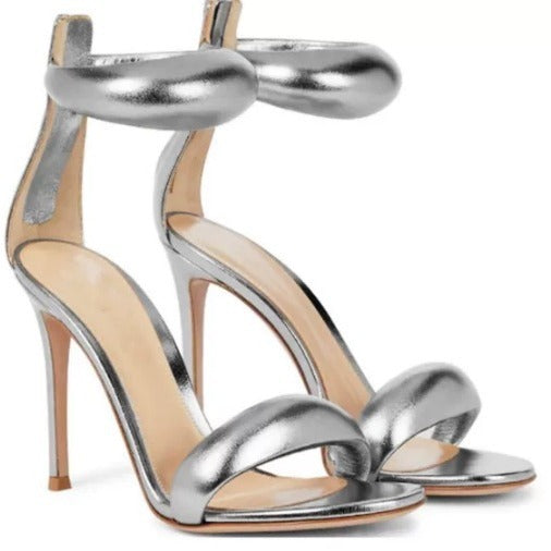 Ladies High Heel Strap Sandals with Anklet Strap Lune London