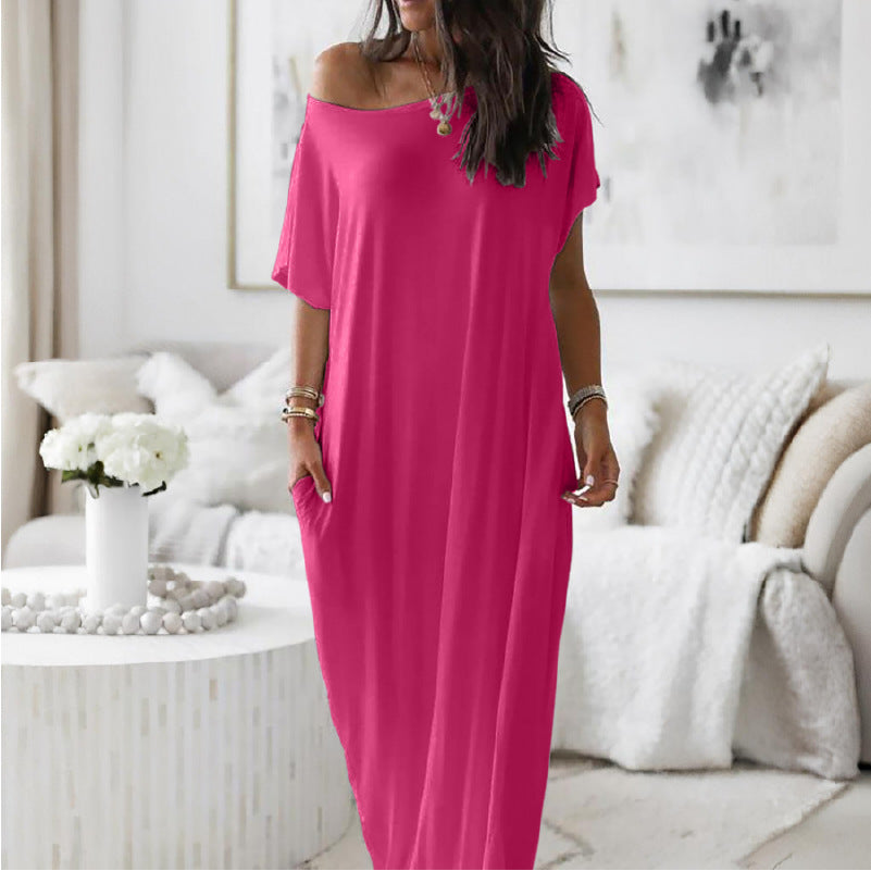 Women Loose Maxi Dress with Animal Print and Side Pockets Lune London