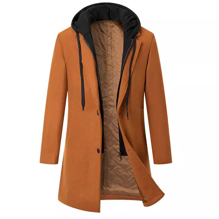 Elegant transitional coat for men with removable hood Lune London