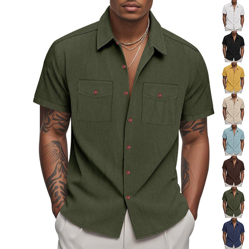 Short sleeve shirt for men with a practical striped pattern and two chest pockets Lune London