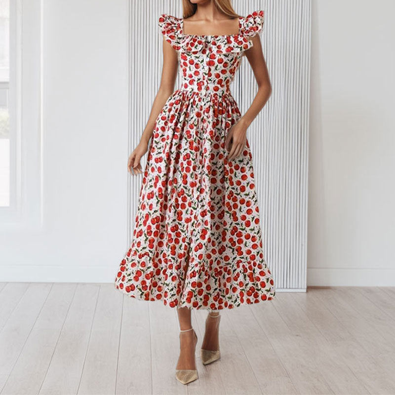 Robe maxi femme avec volants et imprimé floral Chic & Stil