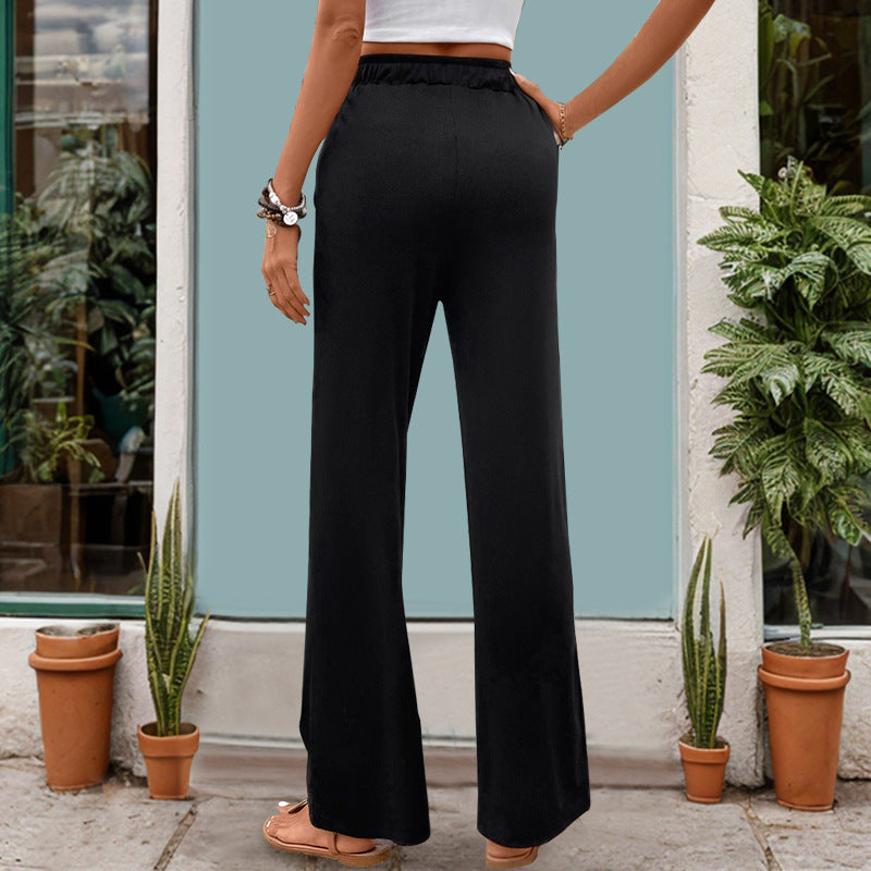 Pantalons Palazzo pour femmes avec taille élastique et poches latérales Chic & Stil