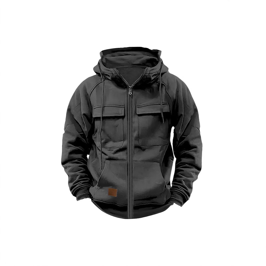 Fleece jacket for men with high collar and practical pockets Lune London