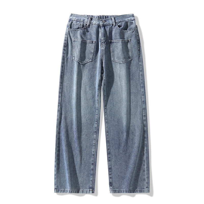 Denim pants for women, wide fit with elastic waistband and modern details Lune London