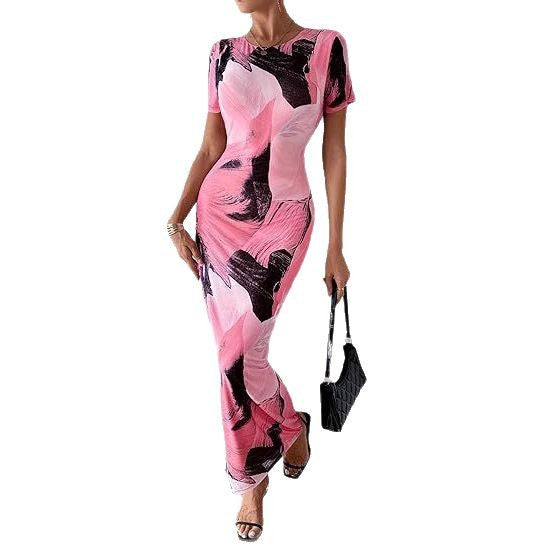 Maxi dress for women with floral print and fitted cut Lune London