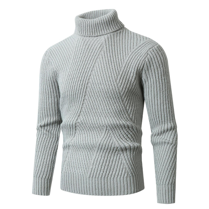 Thick knit sweater for men with high collar and decorative textured pattern Lune London