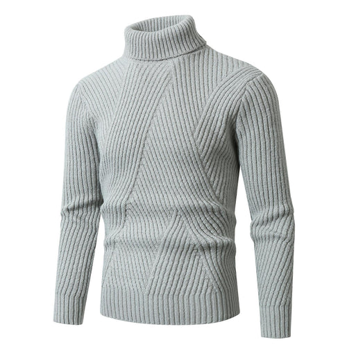 Thick knit sweater for men with high collar and decorative textured pattern Lune London