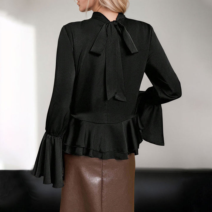 Haut pour femmes avec des manches larges et évasées et un volant sophistiqué Chic & Stil