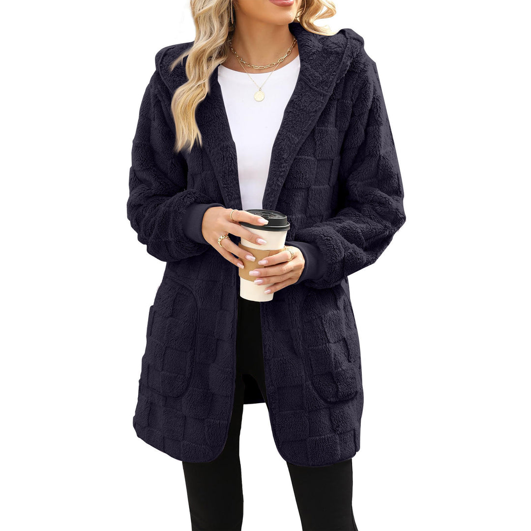 Ladies cozy fleece jacket with hood and pockets Lune London