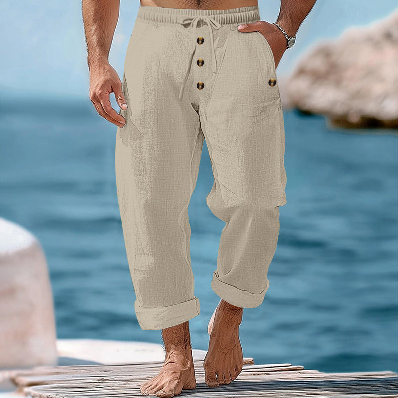 Casual linen pants for men with adjustable waistband and functional pockets Lune London