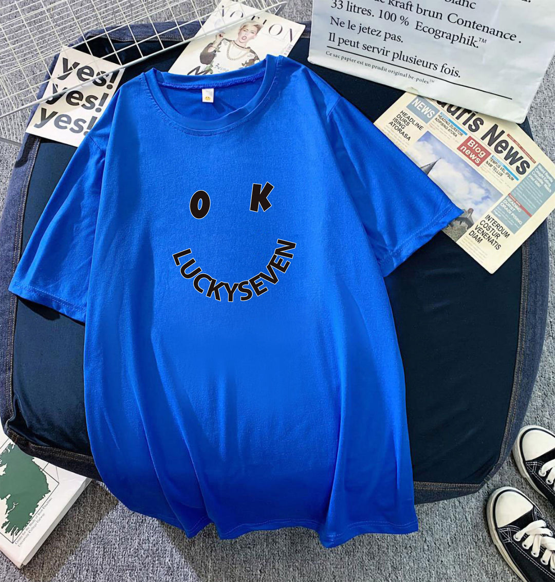 Women's fashionable t-shirt with casual smiley print and high-quality cotton quality Lune London
