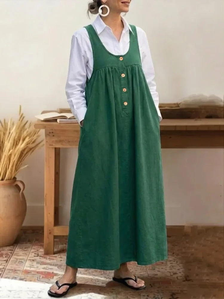 Women's maxi dress with button and pocket details Lune London