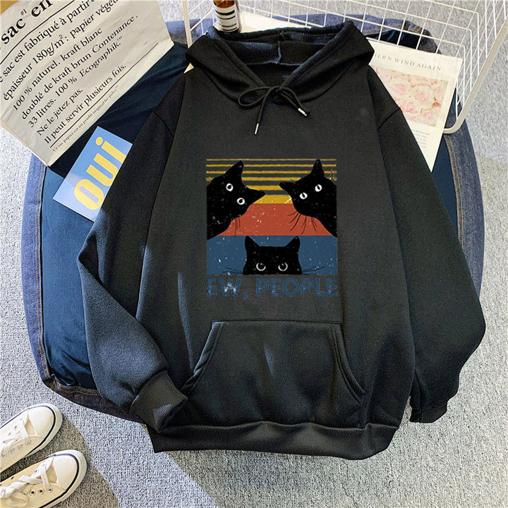Women’s hoodie with stylish cat motif and inspiring lettering Chic & Stil