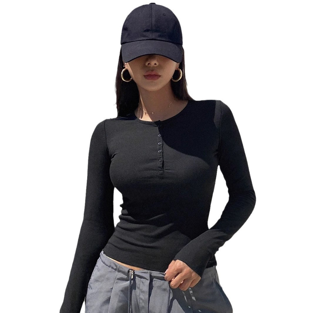 Women Long Sleeve Shirt with Button Placket and Fitted Cut Lune London