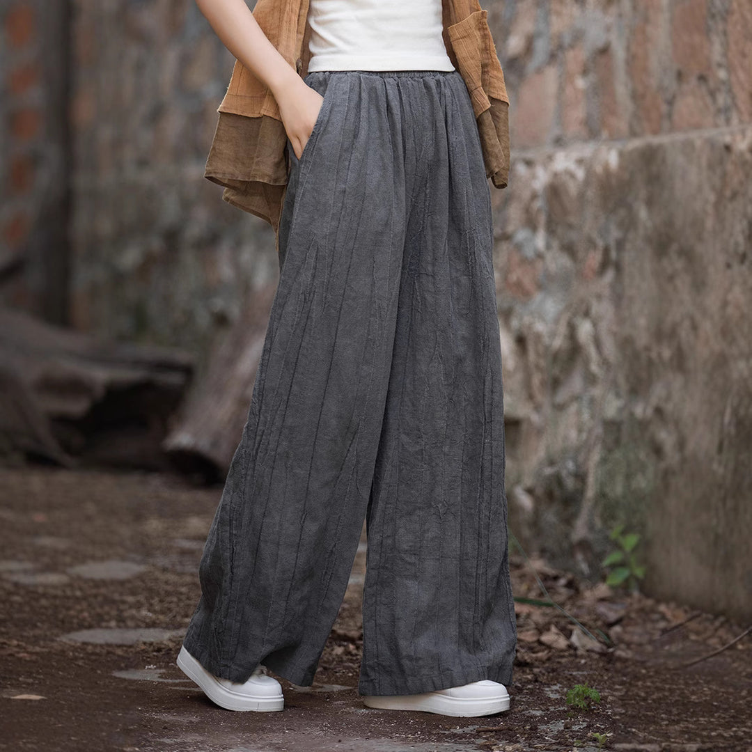 Loose linen pants for women with textured finish Lune London